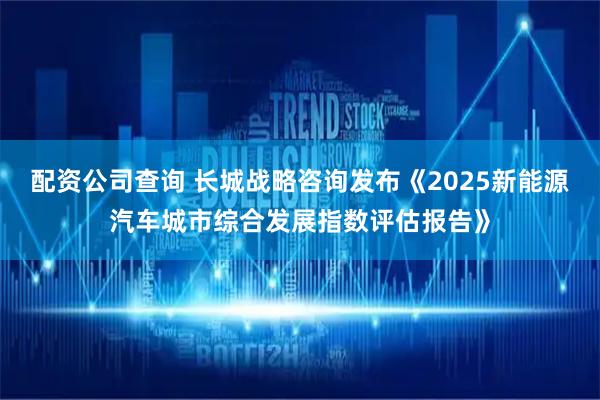 配资公司查询 长城战略咨询发布《2025新能源汽车城市综合发展指数评估报告》